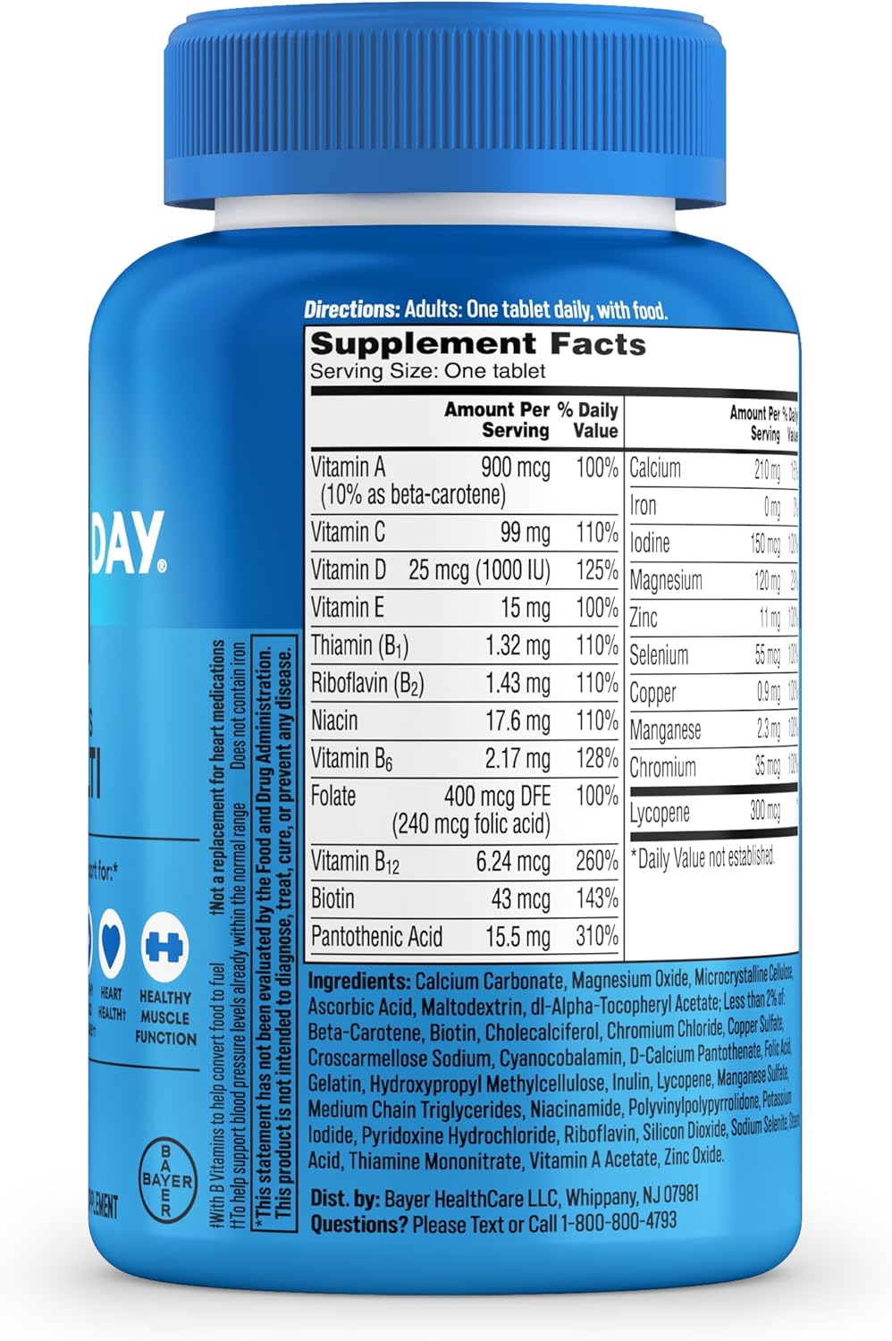 One A Day Men’s Multivitamin Tablets Vitamin D Zinc B Complex 200 Count