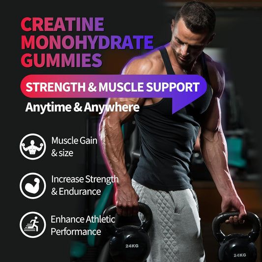 OUTELANDE Creatine Monohydrate Gummies 8000 mg with L Taurine Sugar Free Vegan 120 Count