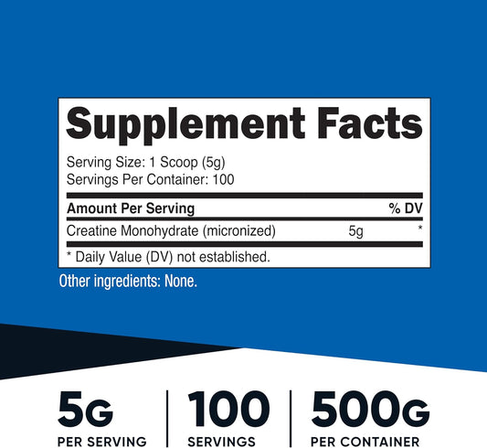Nutricost Micronized Creatine Monohydrate Powder 500 g 100 Servings