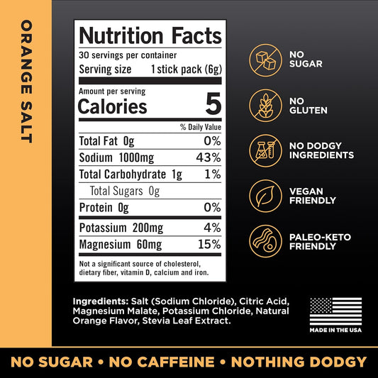 LMNT Zero Sugar Electrolytes Orange Salt Drink Mix 30 Count