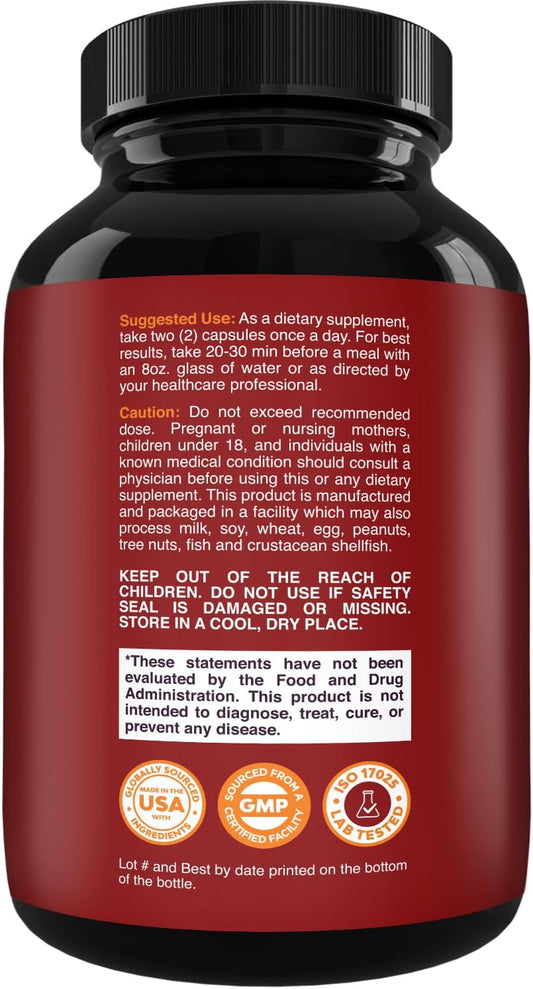 Natures Craft Nitric Oxide Capsules L-Arginine L-Citrulline 60 Count