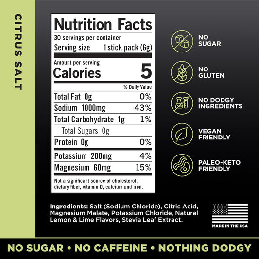 LMNT Zero Sugar Electrolytes Citrus Salt Drink Mix 30 Count