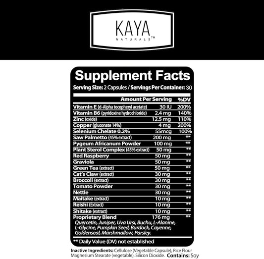 Kaya Naturals Prostate Support Saw Palmetto DHT Blocker Hair Sleep 60 Capsules