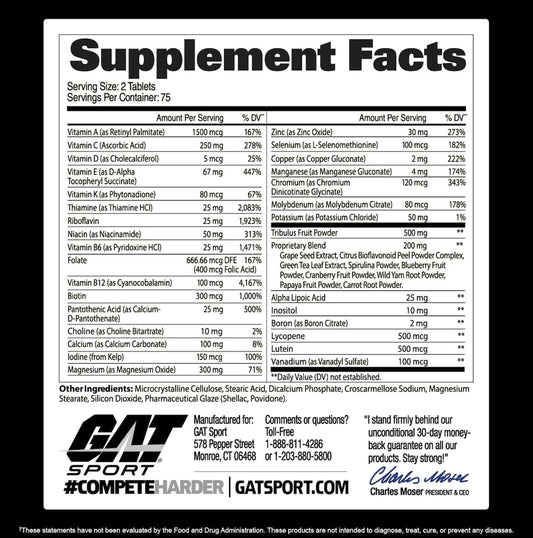 GAT Sport Men’s Multi Plus Test Multivitamin Tablets 150 Count