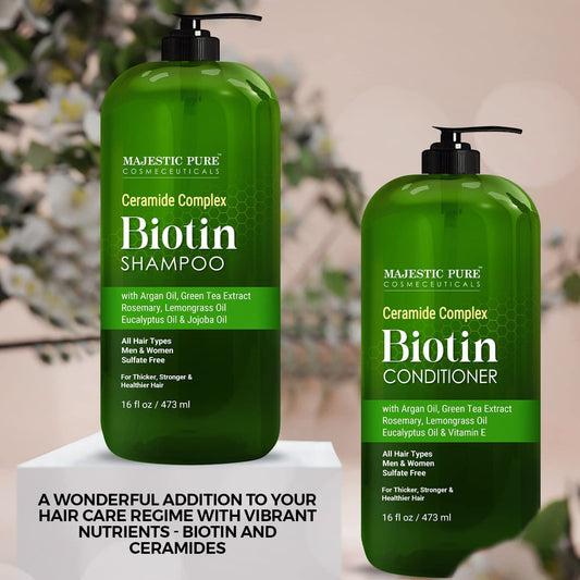 Majestic Pure Biotin Shampoo and Conditioner Set Sulfate Free 16 fl oz