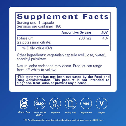 Pure Encapsulations Potassium Citrate (180 Capsules)