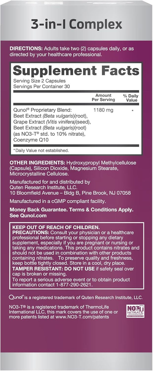 Qunol Beet Root, CoQ10 & Grape Seed Extract Capsules – 60 Count (Pack of 2)