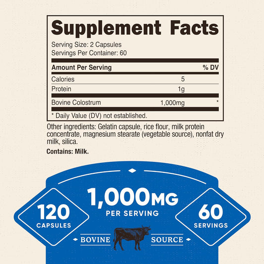 Nutricost Colostrum 1000 mg Capsules 120 Count 60 Servings