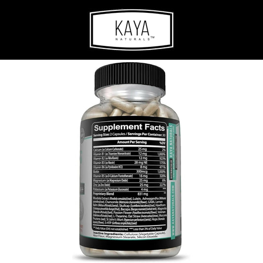 Kaya Naturals Herbal Stress Support Capsules Mood Calm Relax 60 Count