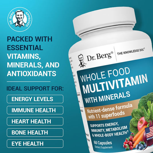Dr. Berg Whole Food Multivitamin Capsules with Minerals and Fruit & Vegetable Blend 60 Count