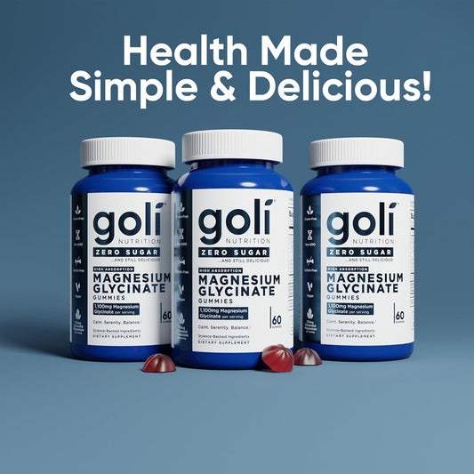 Goli Zero Sugar Magnesium Gummies with Magnesium Glycinate & Vitamin D 125 mg Vegan