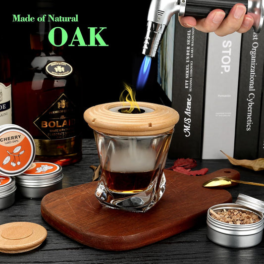Cocktail Smoker Kit with Torch and Whiskey Stones Beech Wood Set