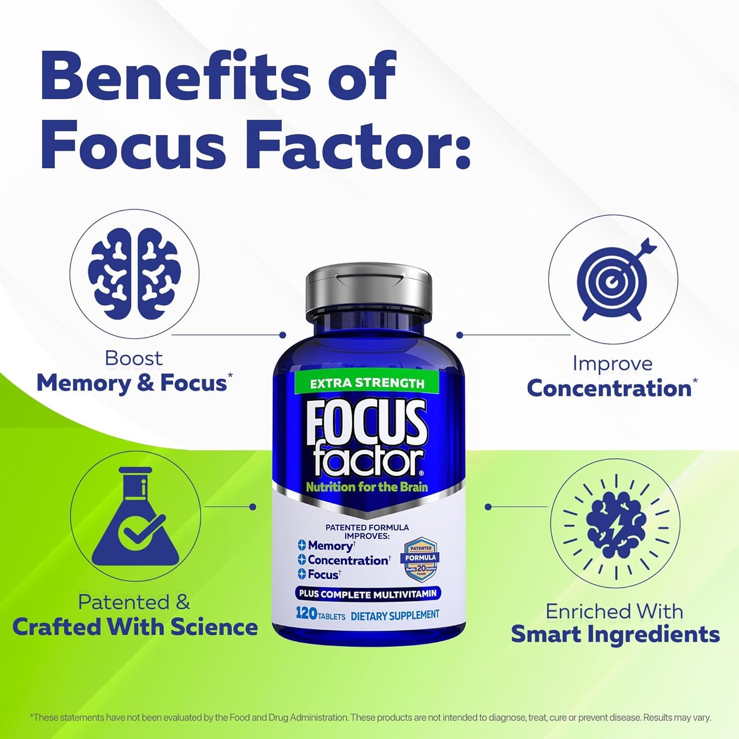 Focus Factor Adults Extra Strength Brain Health Multivitamin 120 Count