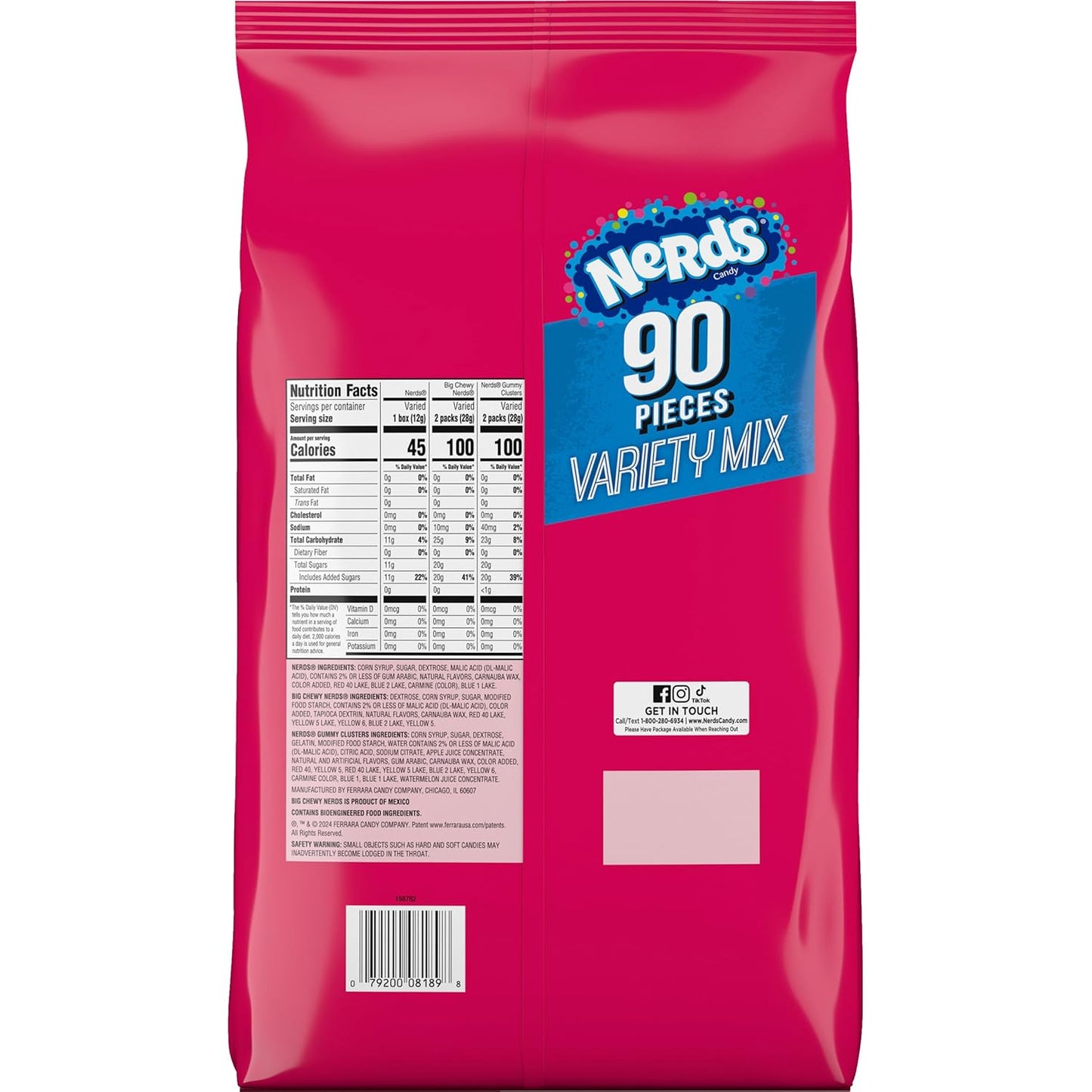 NERDS Variety Mix Individually Wrapped Assorted Candy 90 Count 41.76 oz
