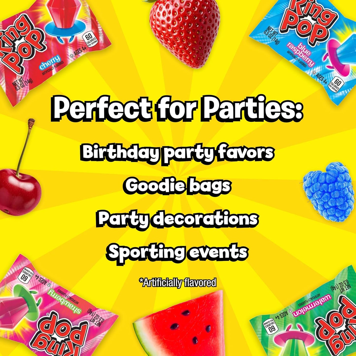 Ring Pop Assorted Fruit Flavored Hard Candy Lollipops 50 Count Variety Pack