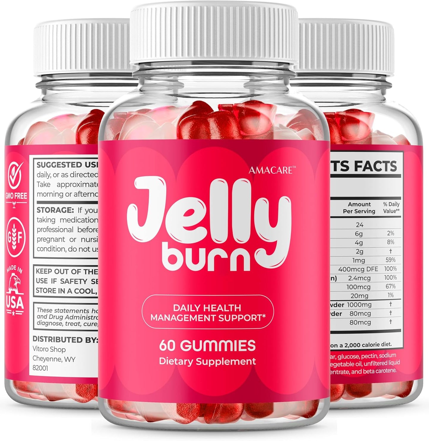 Jelly Burn Gummies 2-Pack – Vitamin Supplement Gummies, 120 Count