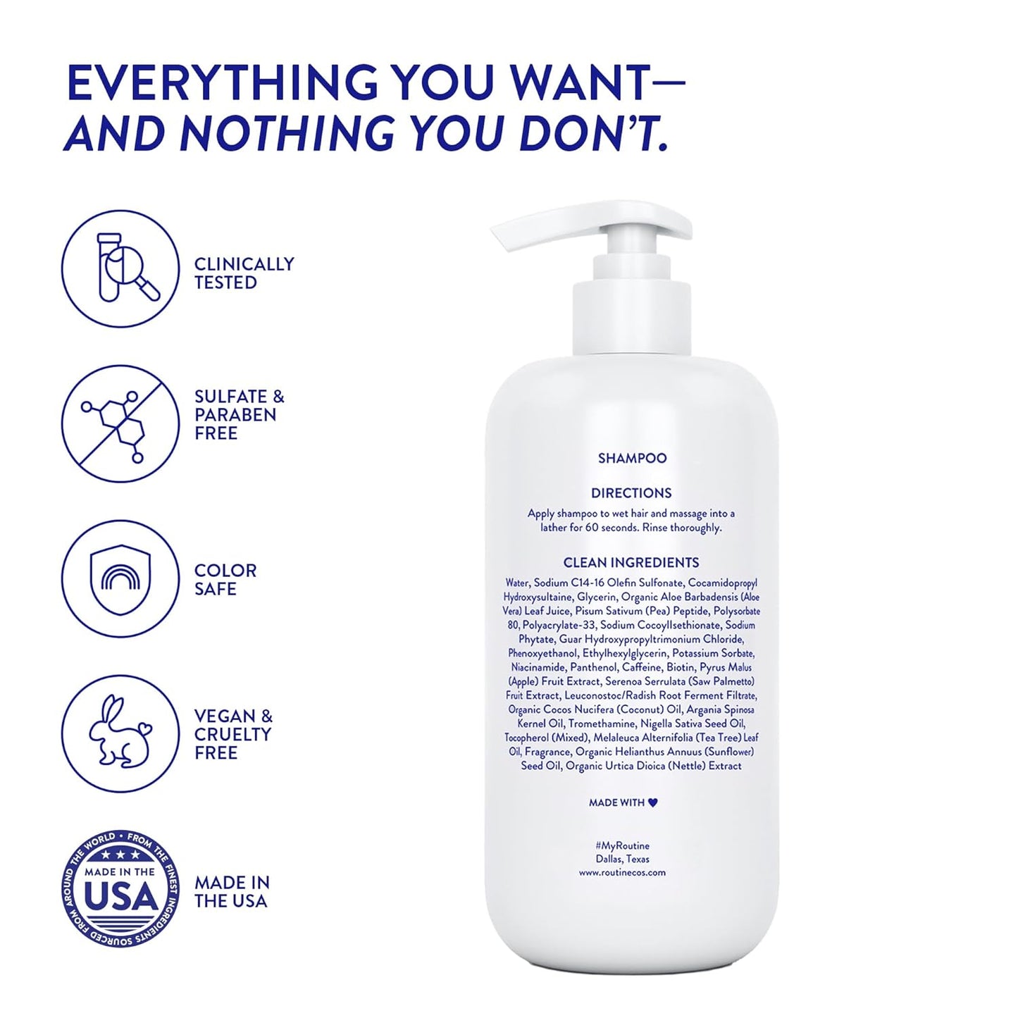 Routine Wellness Volumizing Shampoo Coconut & Vanilla with Biotin, Pea Peptides & Saw Palmetto Oil