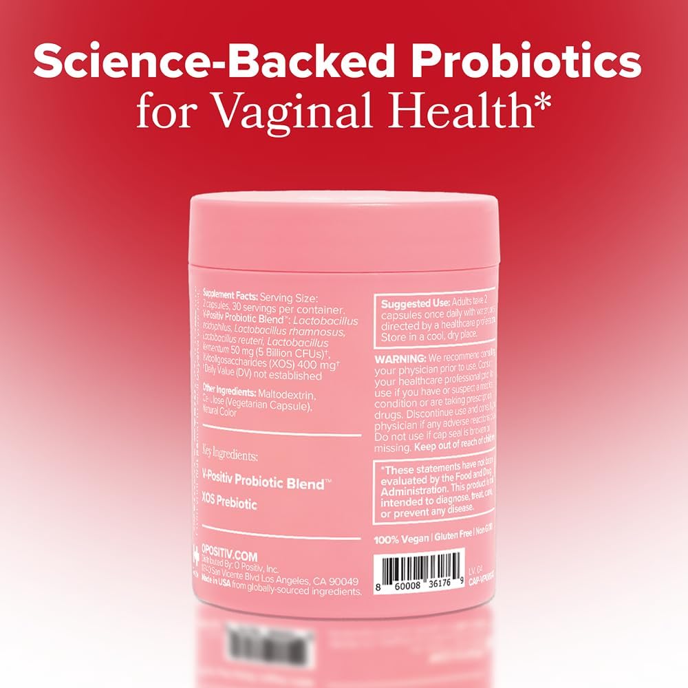O Positiv URO Vaginal Probiotics for Women – pH Balance with Prebiotics & Lactobacillus, 60 Count