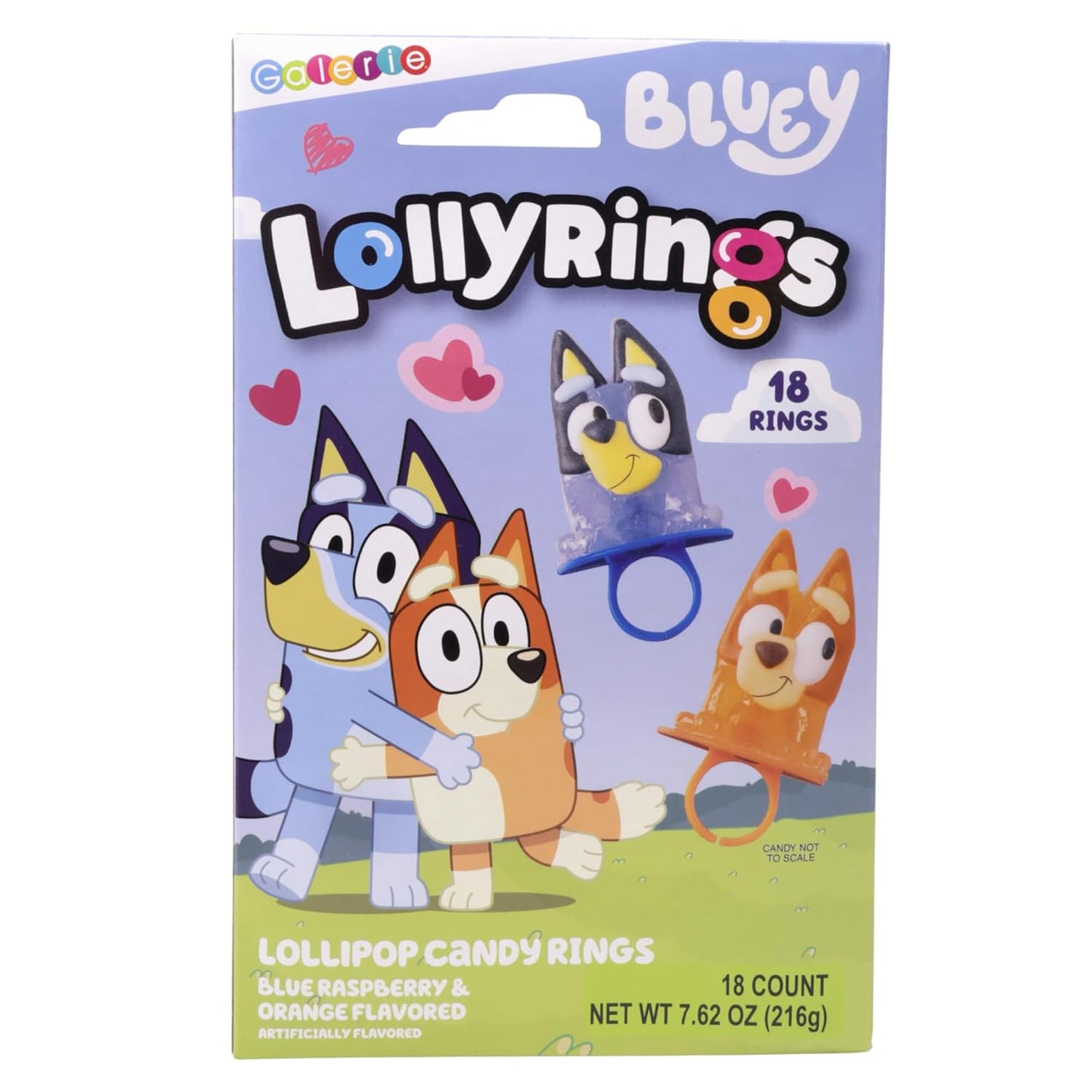 Bluey Lollipop Rings Orange & Blue Raspberry Flavored Candy 18 Count