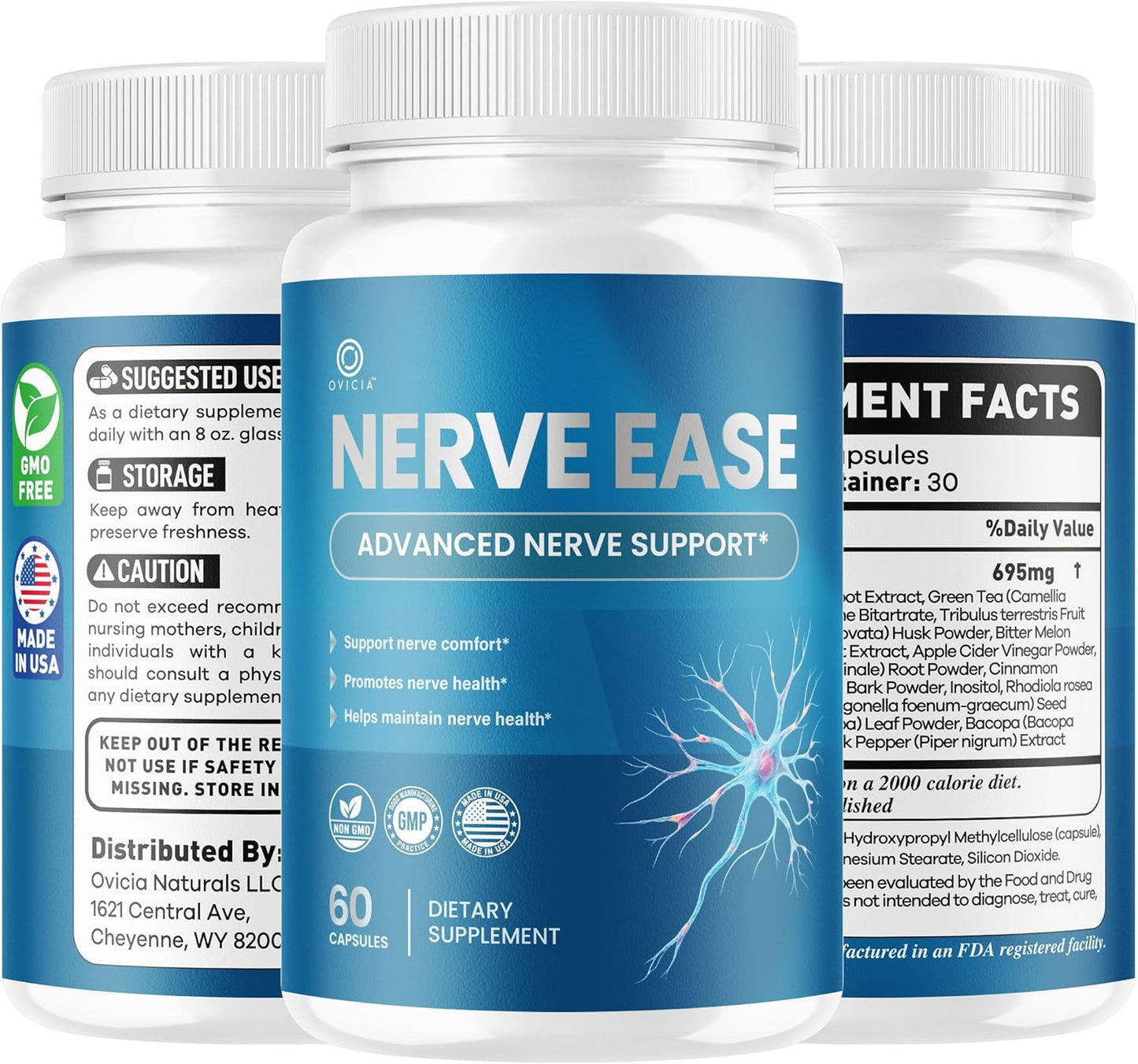 Nerve Ease Supplement Capsules with Natural Ingredients 300 Capsules (5 Pack)