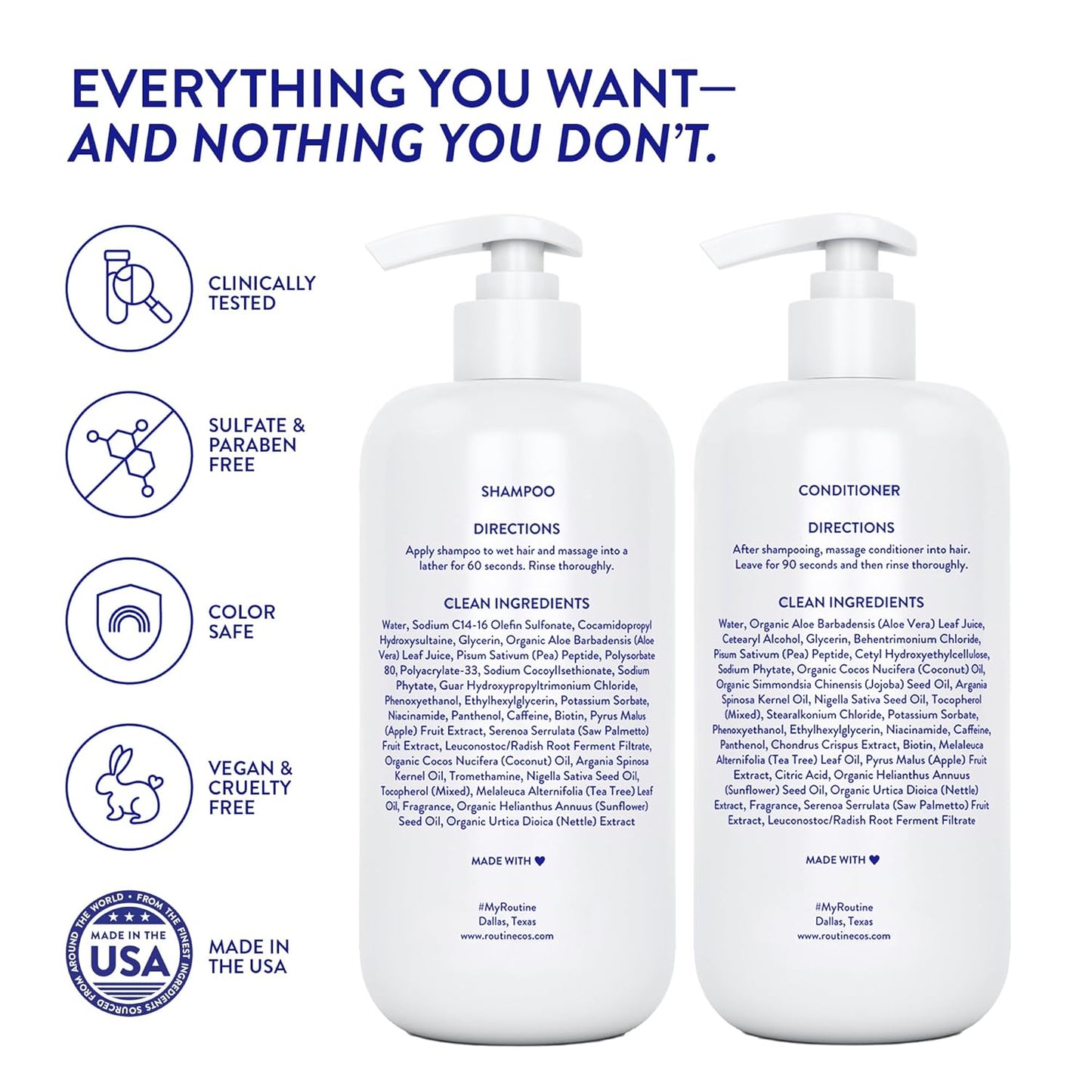 Routine Wellness Hair Care Bundle with Shampoo, Conditioner, Hair Serums, Supplement & Hair Mask Rose Hips
