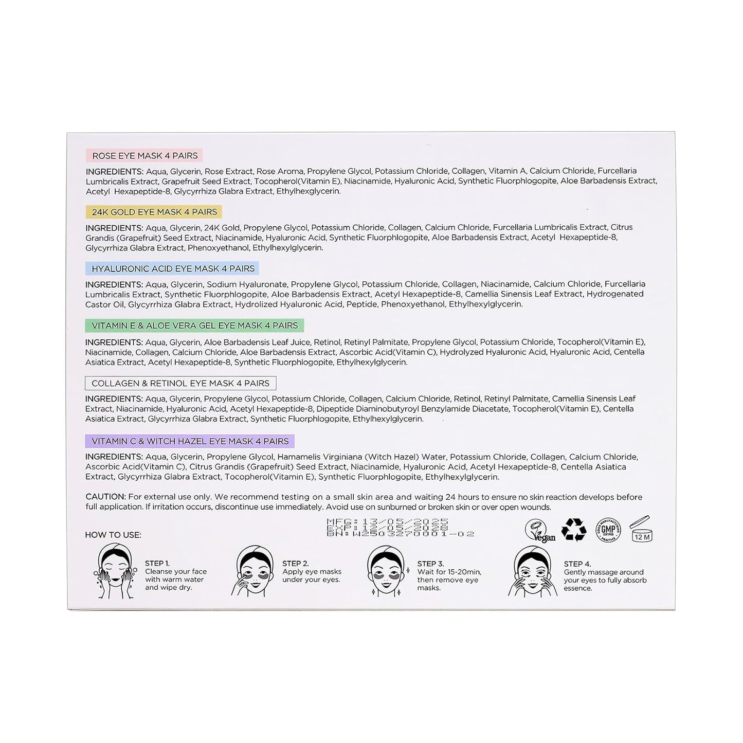 PEAUAMIE Under Eye Patches with Collagen & Hyaluronic Acid 24 Pairs