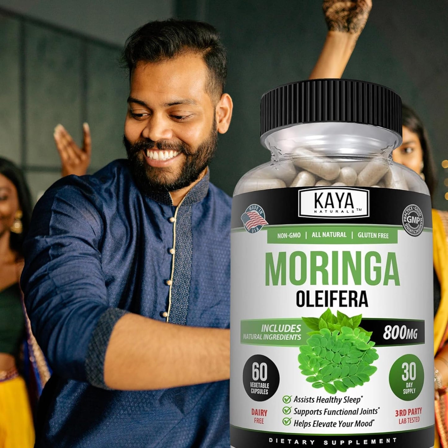 Kaya Naturals Moringa Leaf Extract Veggie Capsules Greens Superfood 60 Count