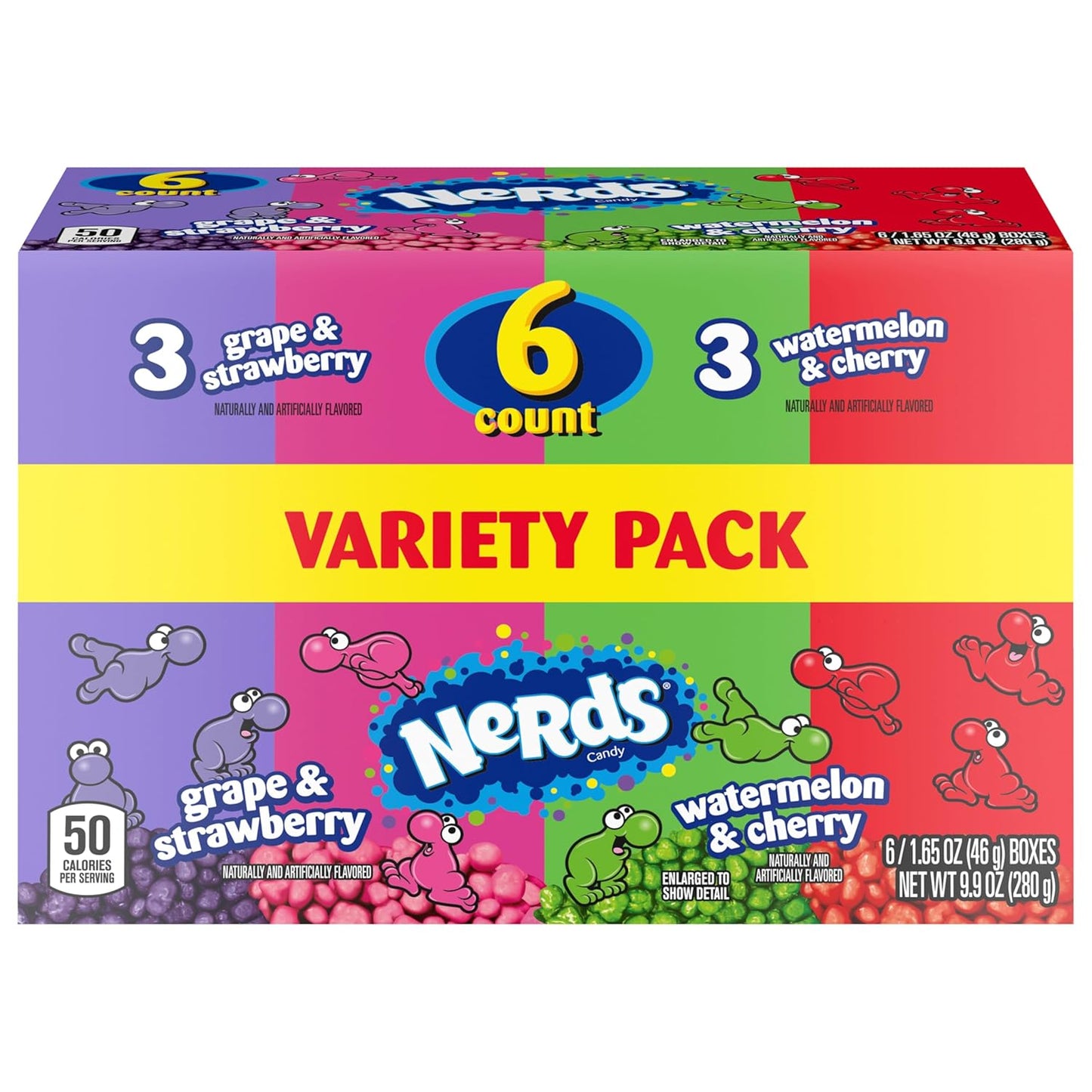 NERDS Dual Variety Pack Crunchy Fruity Candy Grape Strawberry Watermelon Cherry 9.9 oz 6 Pack