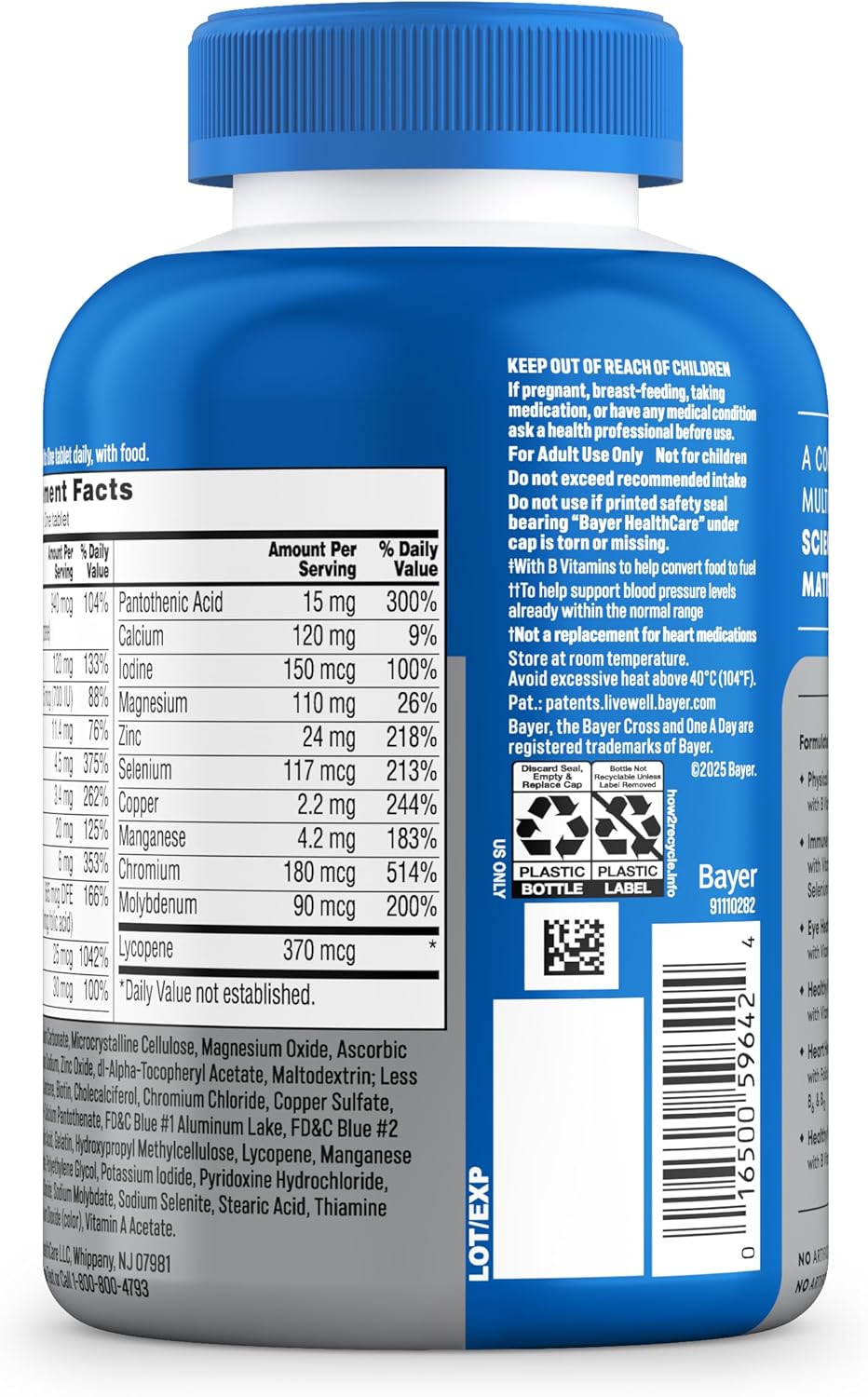 One A Day Men’s 50+ Multivitamin Vitamins A C D Calcium 200 Tablets