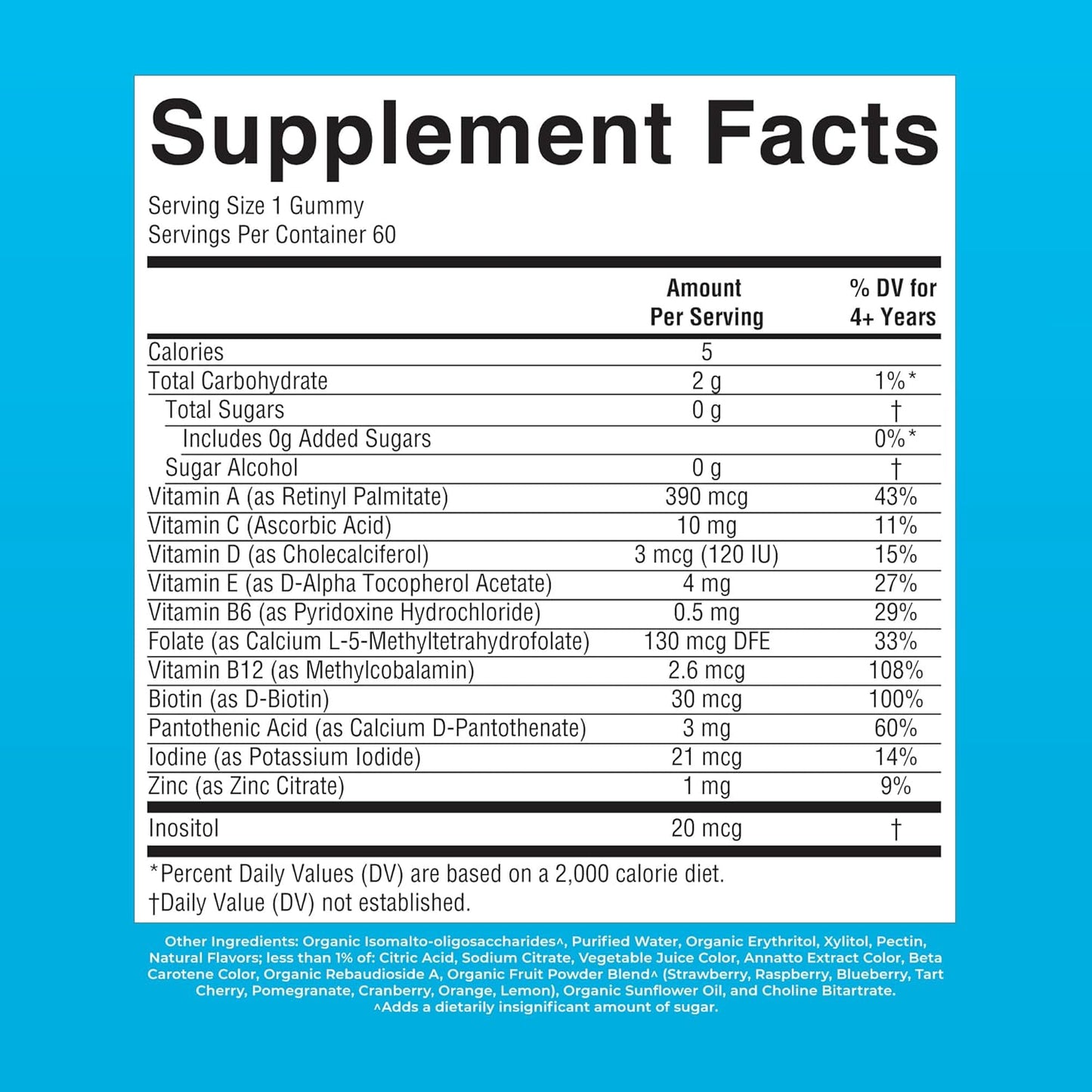 MaryRuth’s Kids Multivitamin Gummies Sugar Free Vegan 60 Count