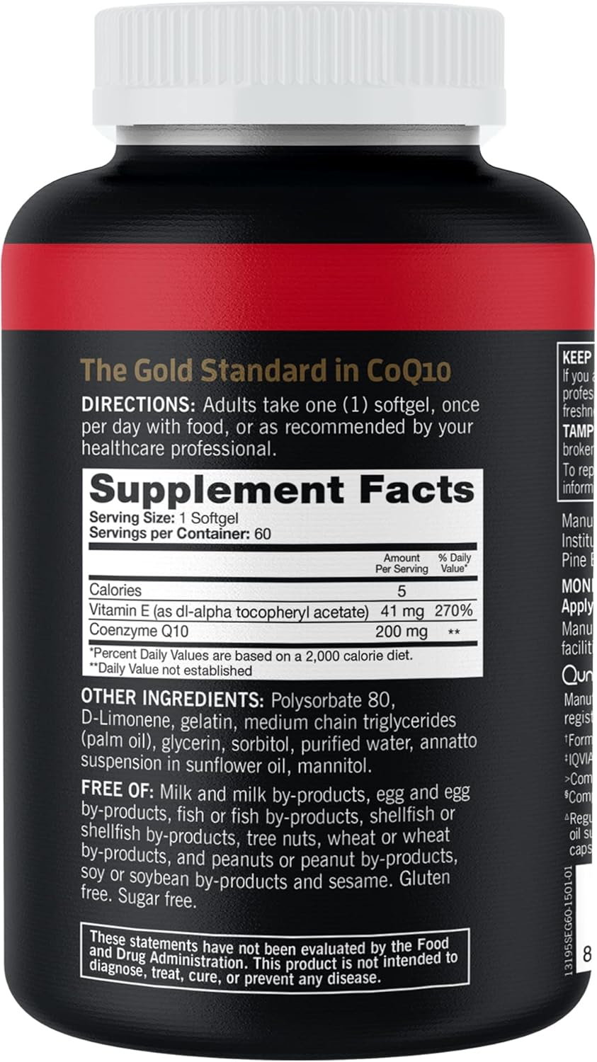 Qunol CoQ10 200 mg Softgels – Ultra High Absorption Coenzyme Q10, 60 Count
