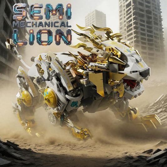 Mechanical Lion Building Block Toy Set Futuristic Mechanical Beast Model with Movable Parts & Gears Premium Mechanical Building Kit with Display Stand and Motor Ideal Gift for Boys & Adults