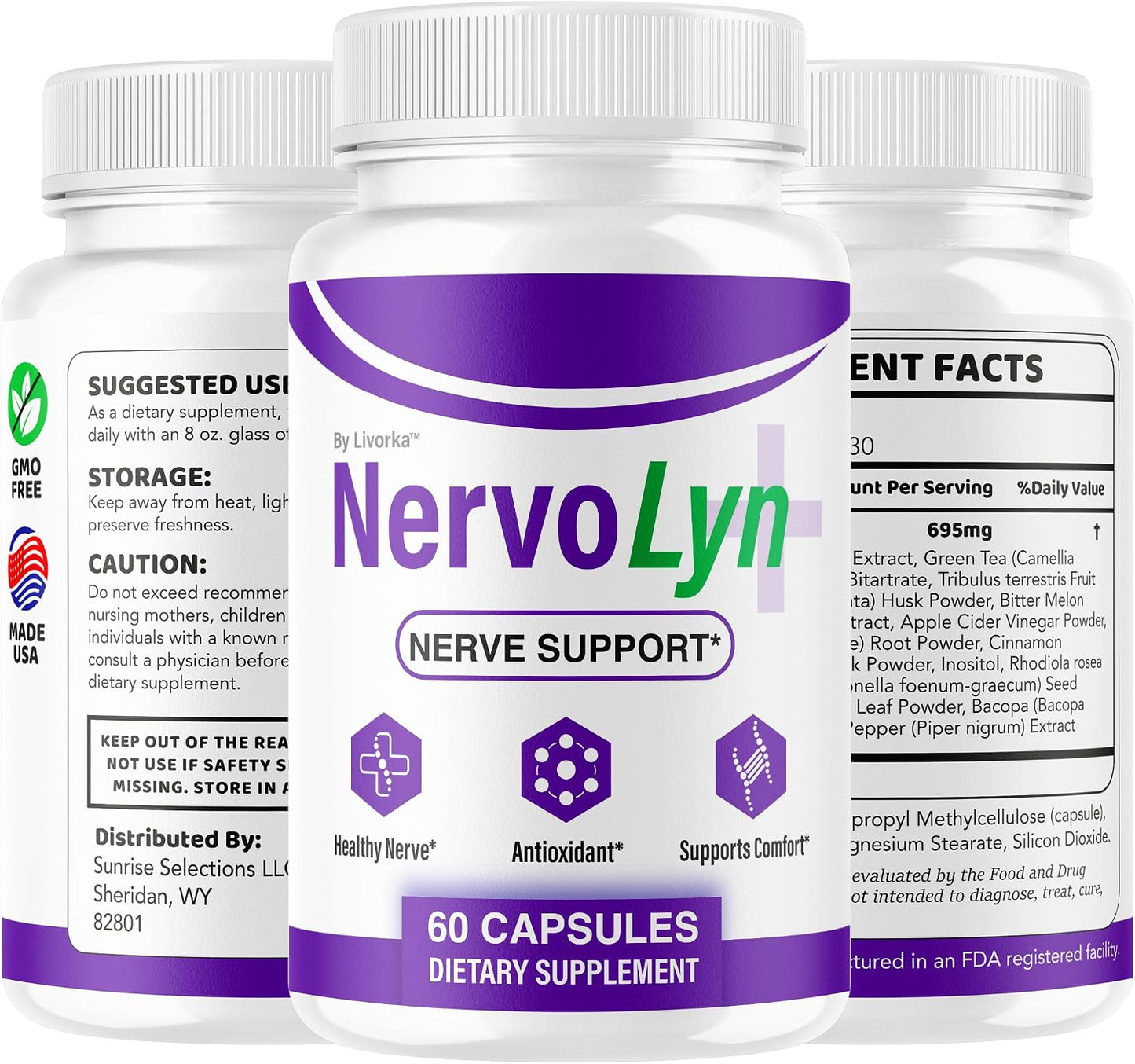 NervoLyn Advanced Supplement Capsules with Vitamins 120 Capsules (2 Pack)