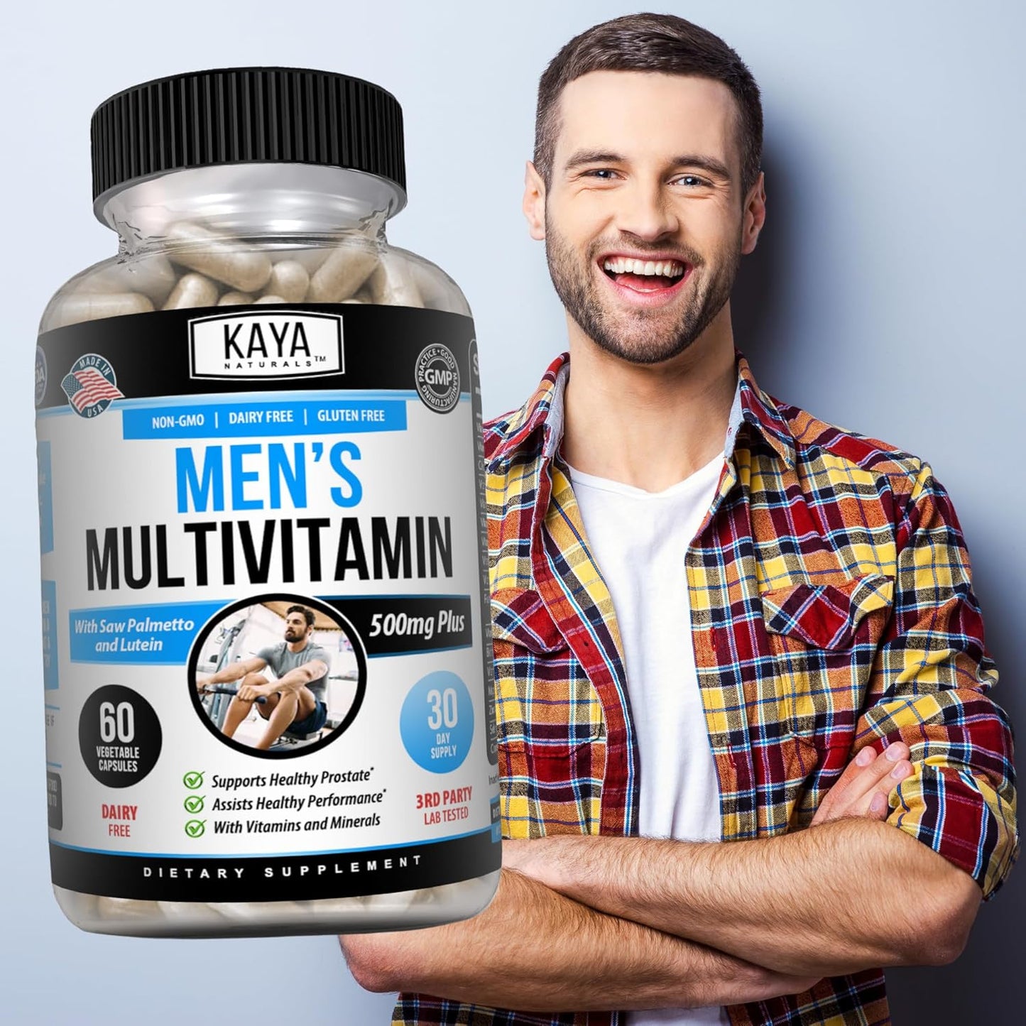 Kaya Naturals Men’s Multivitamin Prostate Support Daily Supplement 60 Veggie Capsules
