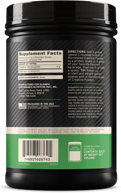 Optimum Nutrition Micronized Creatine Monohydrate Powder Unflavored 240 Servings