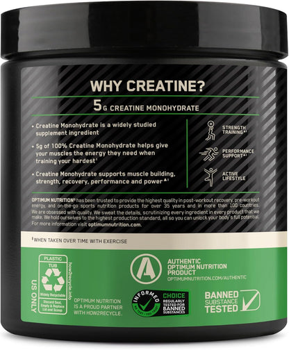 Optimum Nutrition Micronized Creatine Monohydrate Powder Unflavored 60 Servings