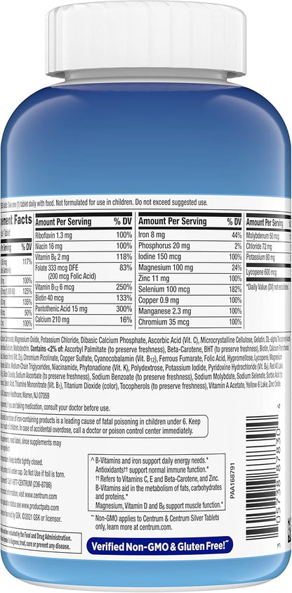 Centrum Men’s Multivitamin Multimineral Tablets with Vitamin D3 and B Vitamins 250 Count