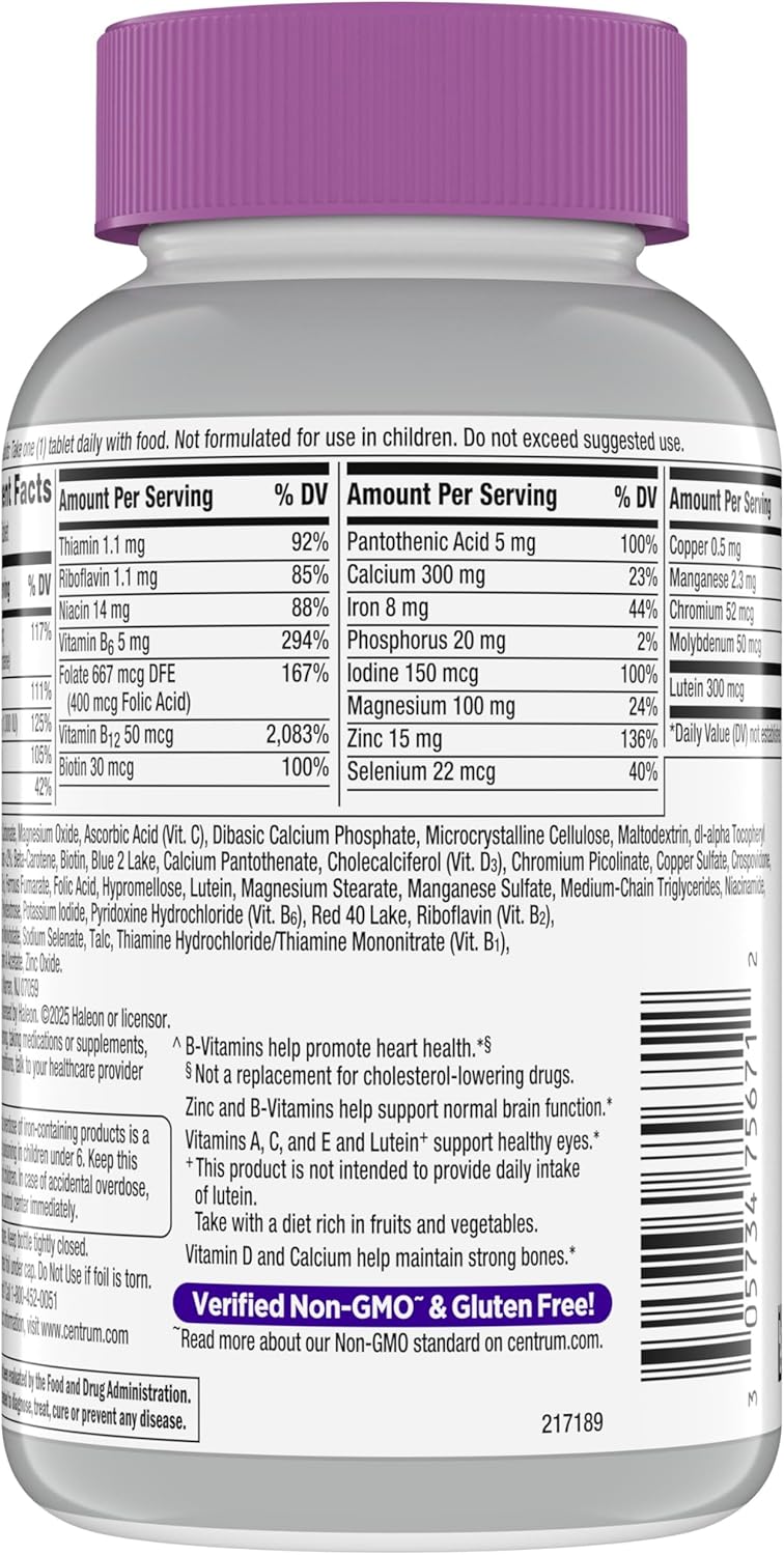 Centrum Silver Women 50+ Multivitamin Vitamin D3 B Complex 200 Count