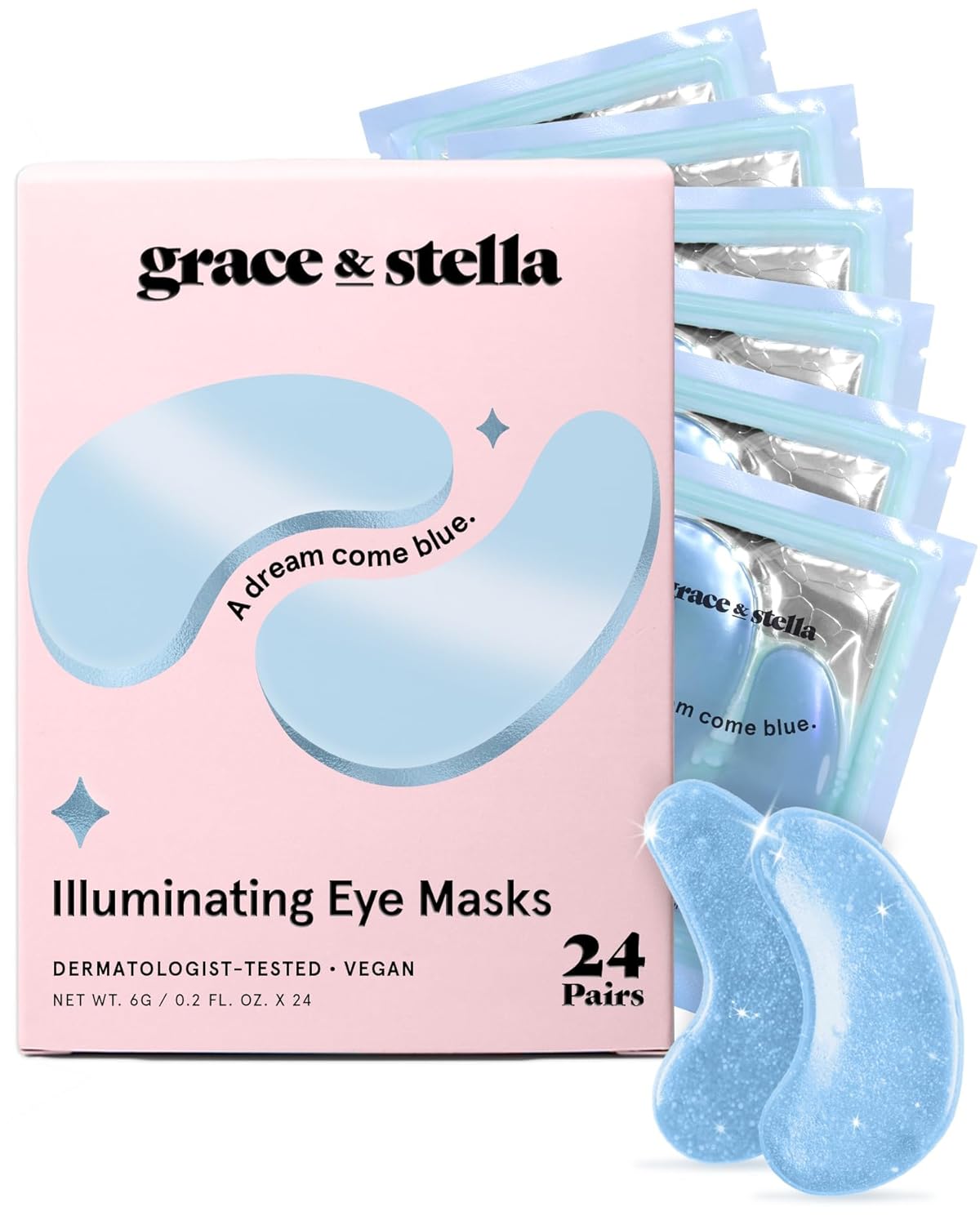 grace & stella Blue Gel Under Eye Masks for Dark Circles & Puffy Eyes 24 Pairs