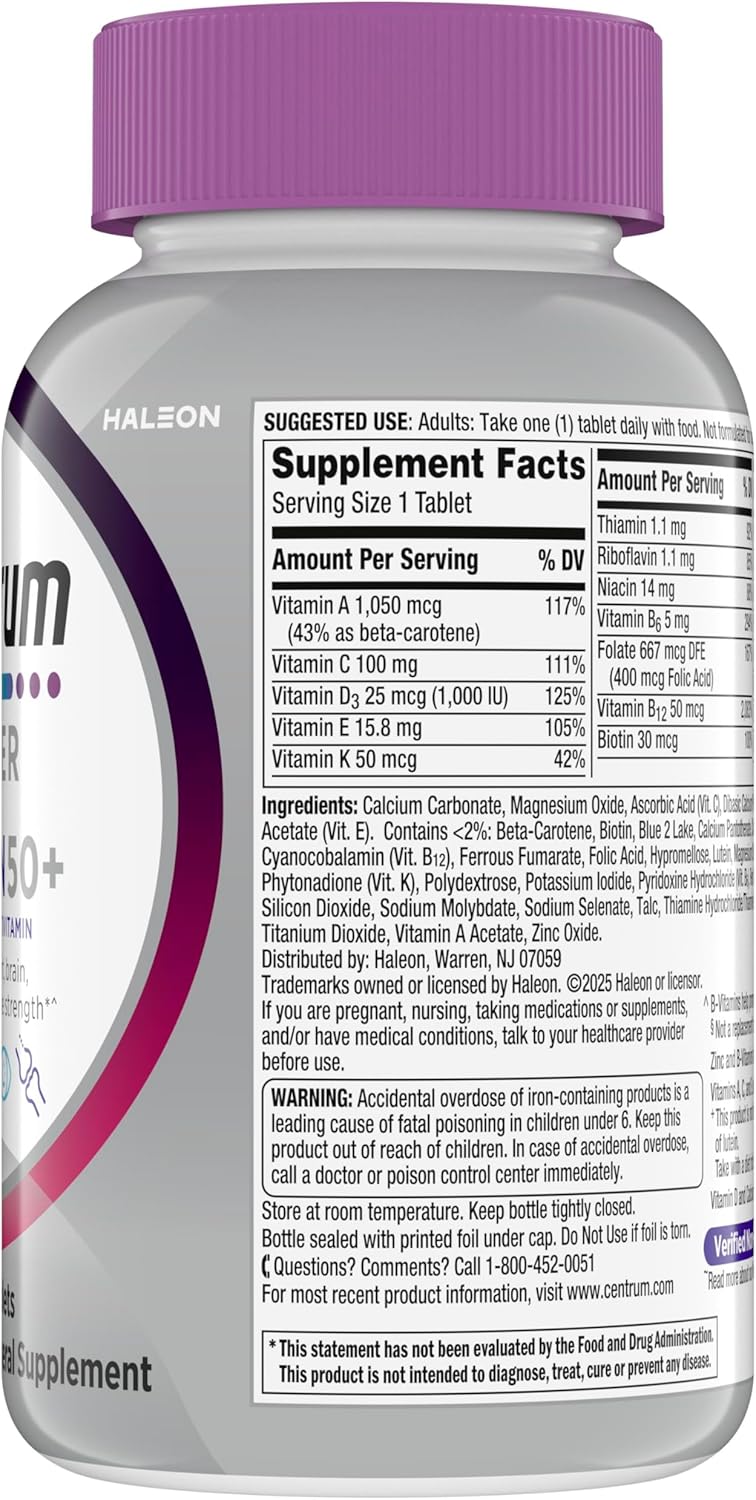 Centrum Silver Women 50+ Multivitamin Vitamin D3 B Complex 200 Count