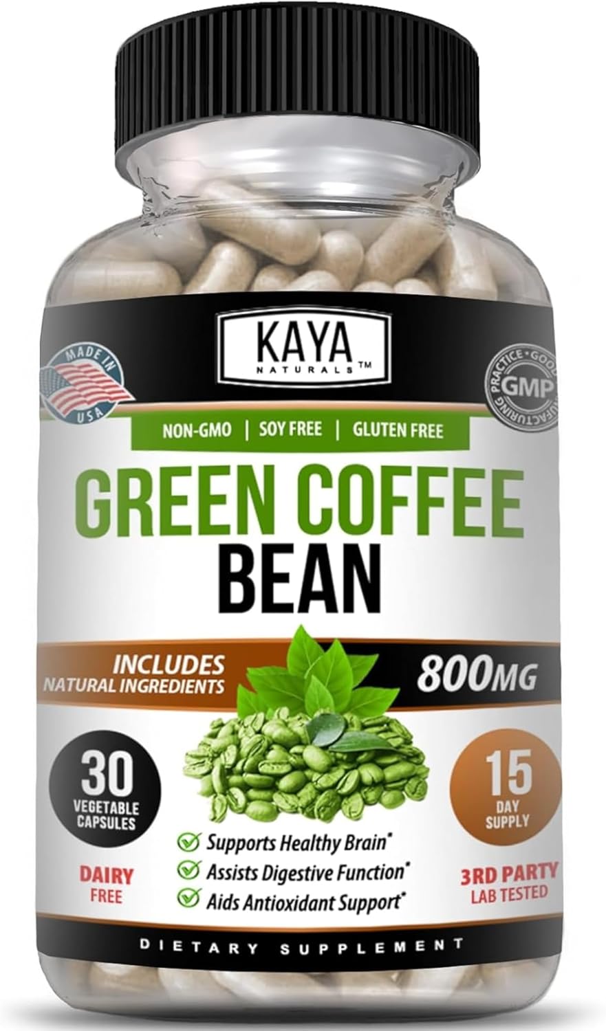 Kaya Naturals Green Coffee Bean Extract Non-GMO Gluten-Free 30 Count
