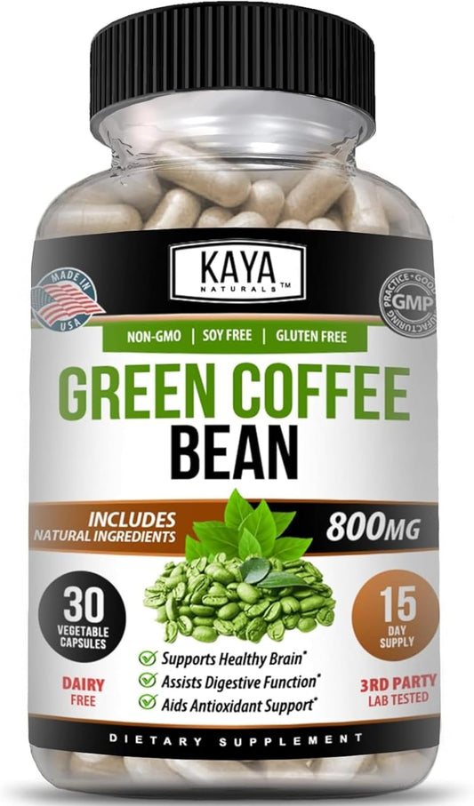 Kaya Naturals Green Coffee Bean Extract Non-GMO Gluten-Free 30 Count