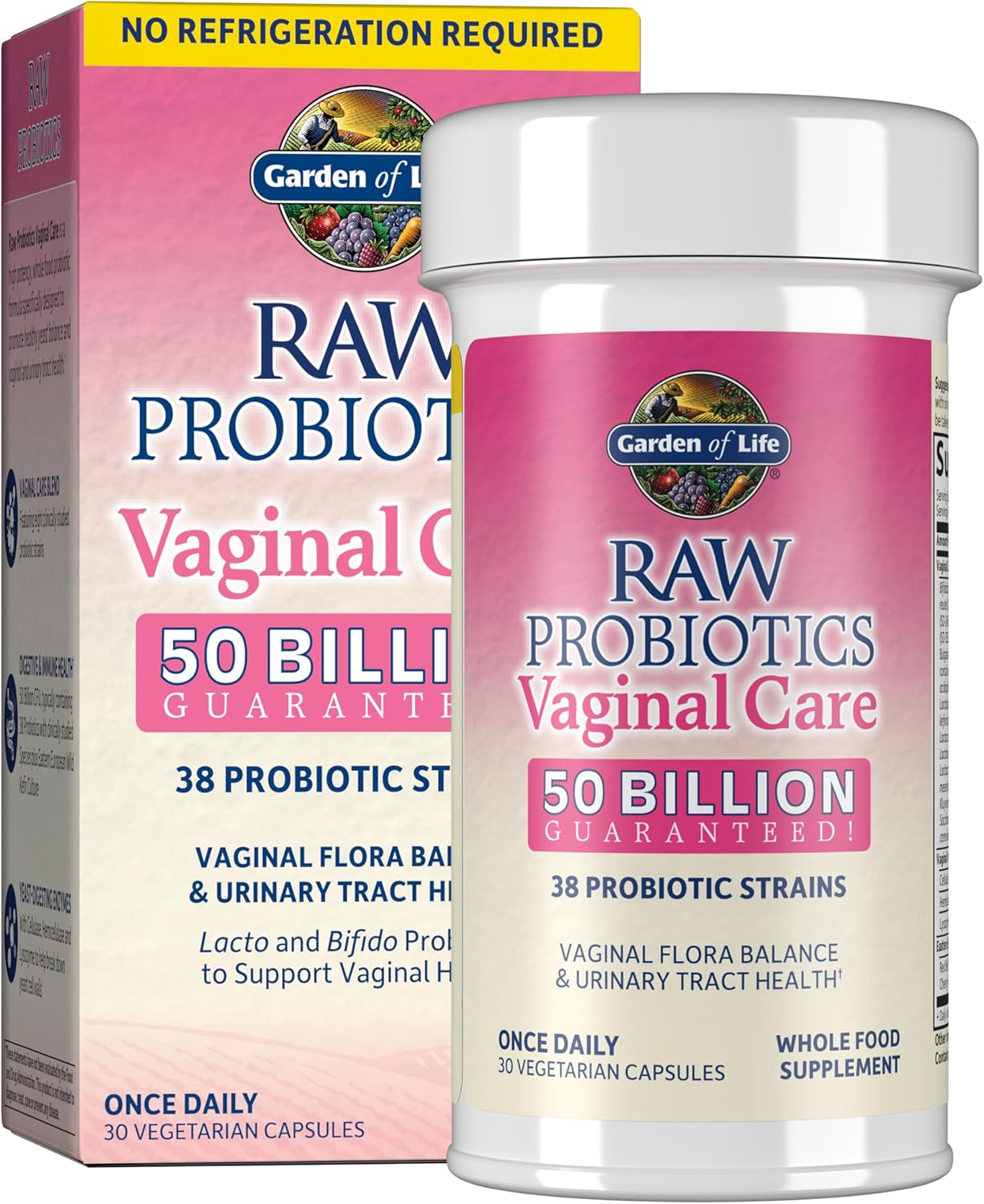 Garden of Life Raw Probiotics Vaginal Care 50 Billion CFU 38 Strains Vegetarian Capsules 30 Count