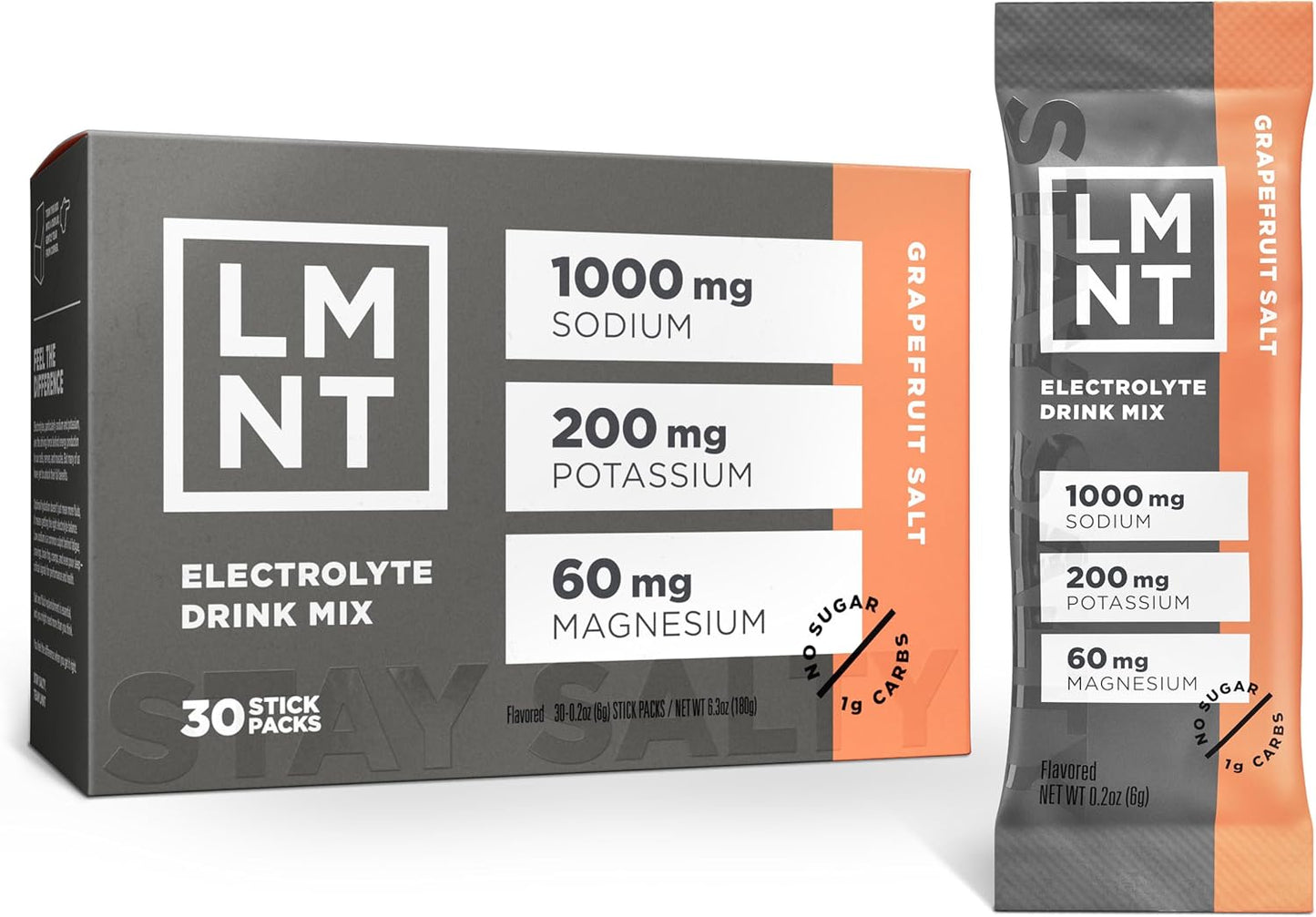 LMNT Zero Sugar Electrolytes Grapefruit Salt Drink Mix 30 Count