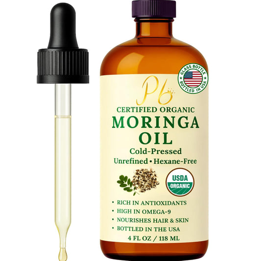 Organic Moringa Oil Cold Pressed Unrefined Skin Hair Face 4 fl oz