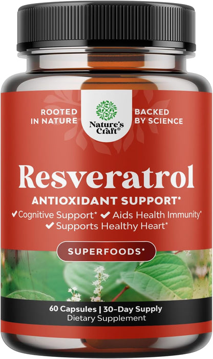 Youthful Trans Resveratrol Capsules AMPK Activator Cellular Health 60 Count
