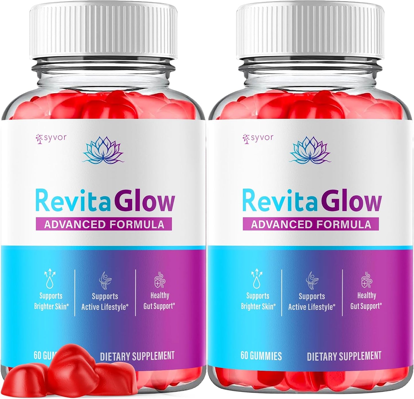 RevitaGlow Gummies with Apple Cider Vinegar & Beauty Vitamins 120 Gummies (2 Pack)