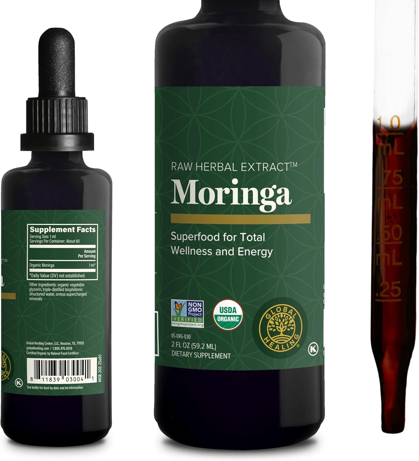 Global Healing Moringa Oleifera Liquid Extract Vegan 2 fl oz