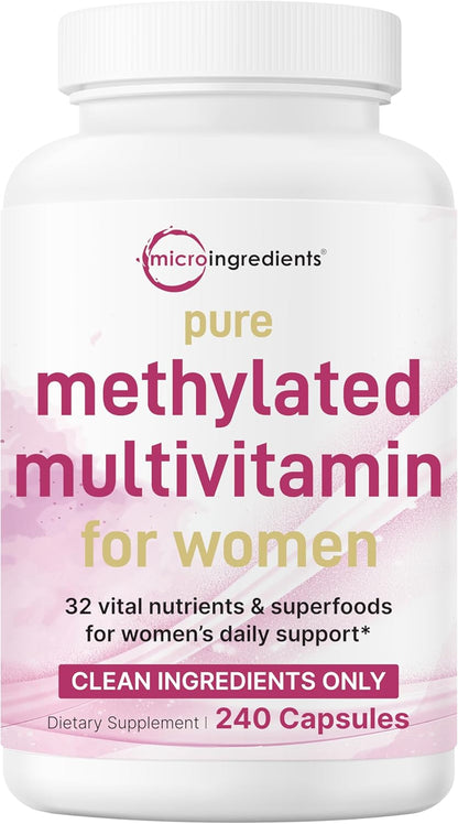 Micro Ingredients Women’s Methylated Multivitamin Capsules with Vitamin B, C, D and Iron 240 Count