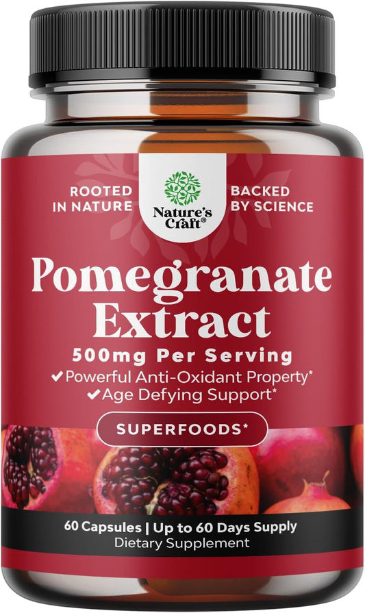 Pomegranate Extract Capsules Antioxidant Supplement Nitric Oxide Support
